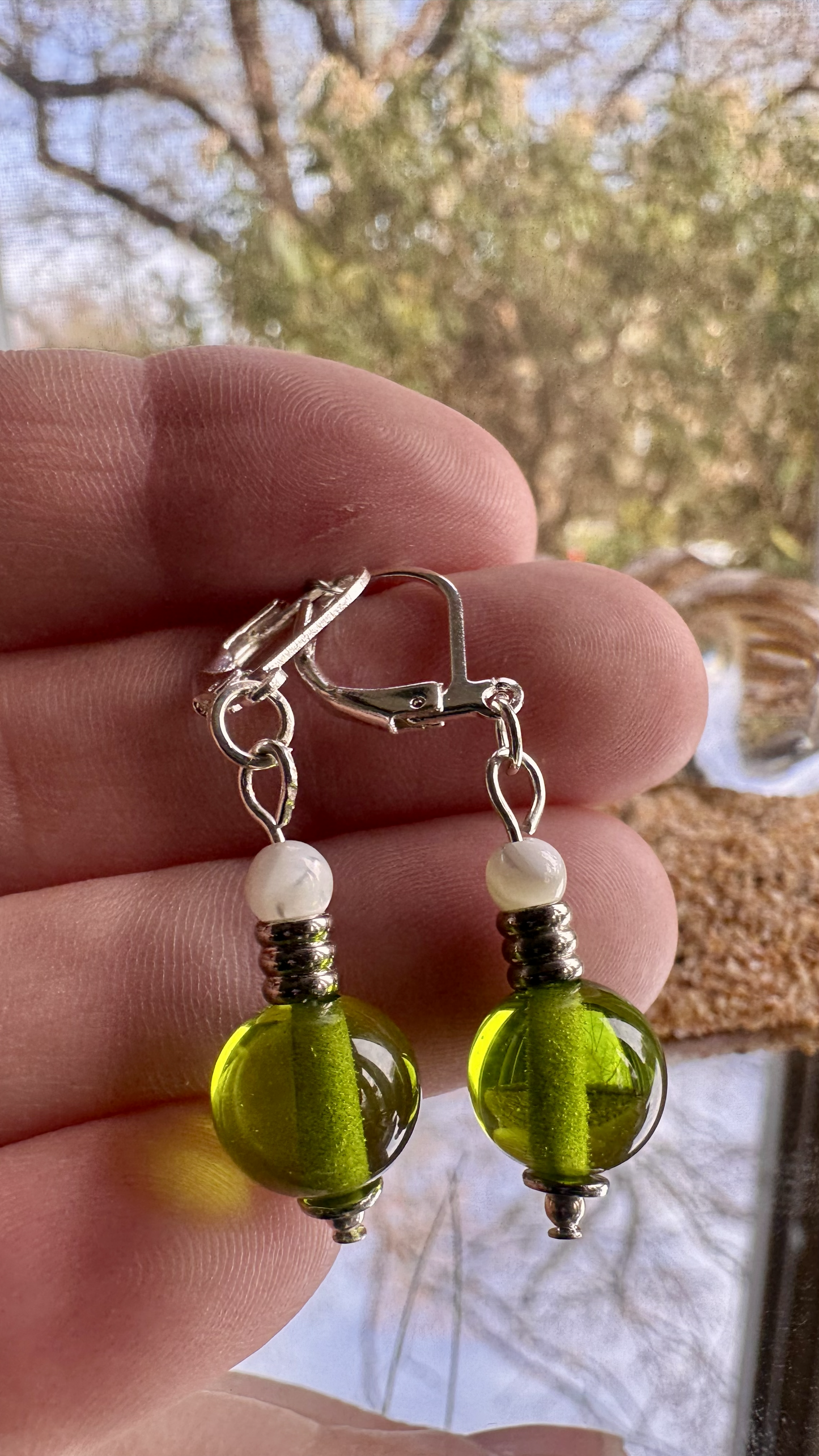 Green Dewdrop Earrings