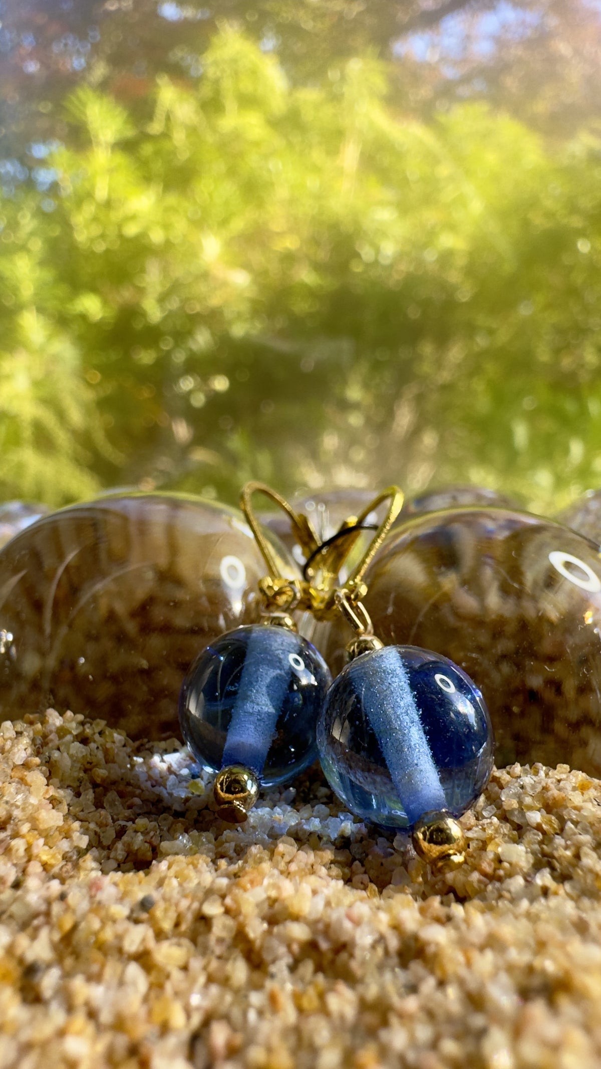 Blue Dewdrop Earrings Gold
