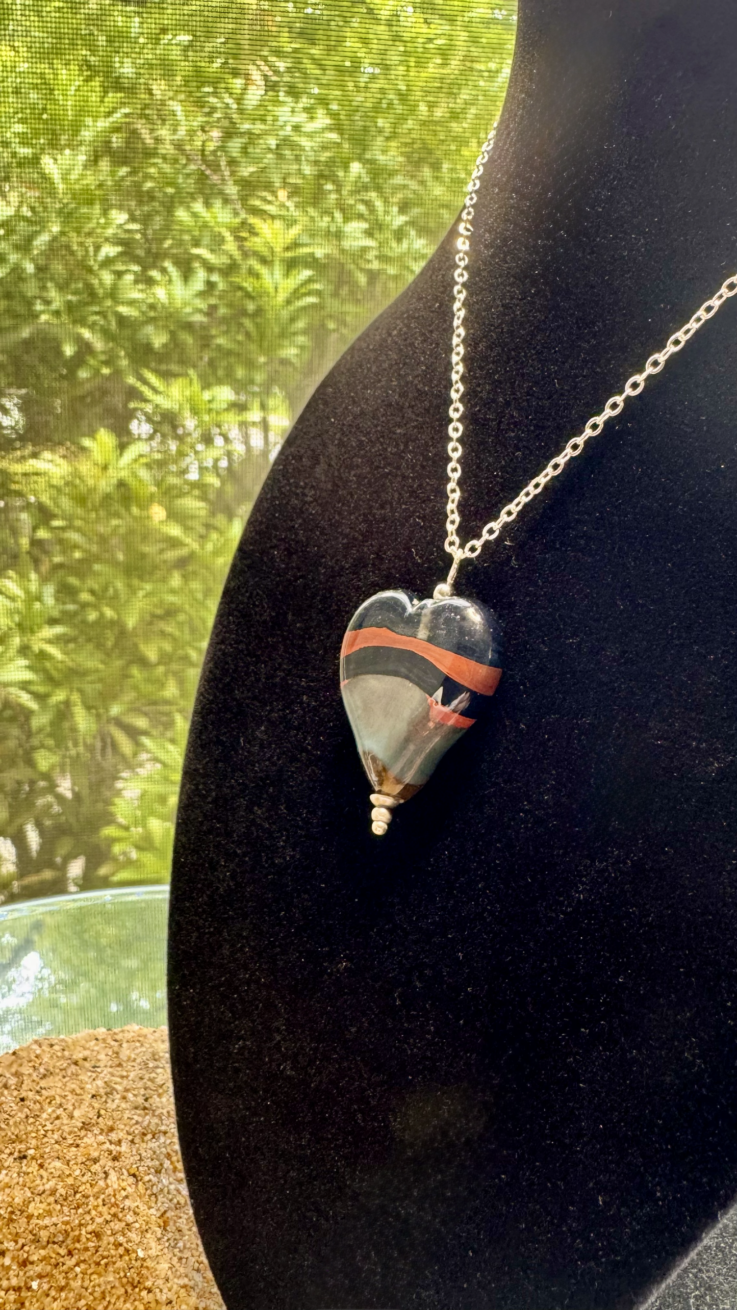 Blue Wave Heart Necklace