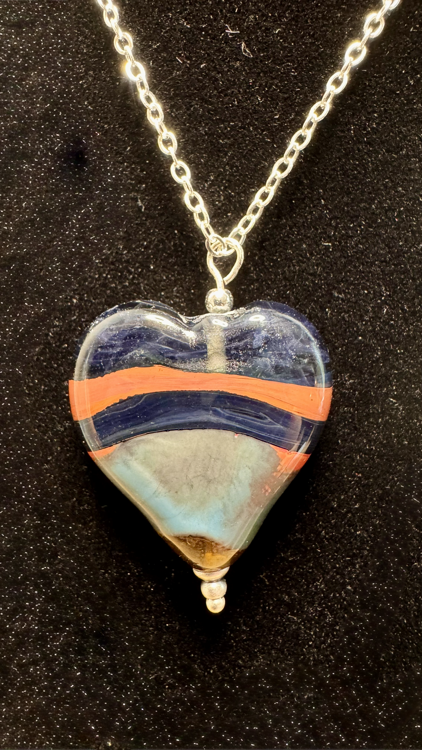 Blue Wave Heart Necklace