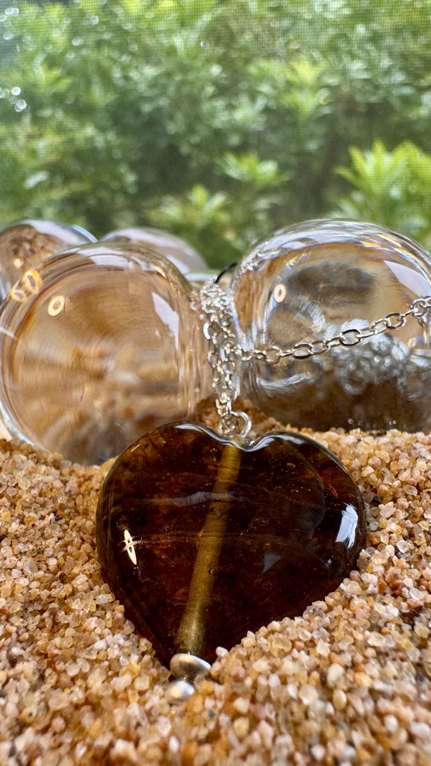 Dark Amber Heart Necklace