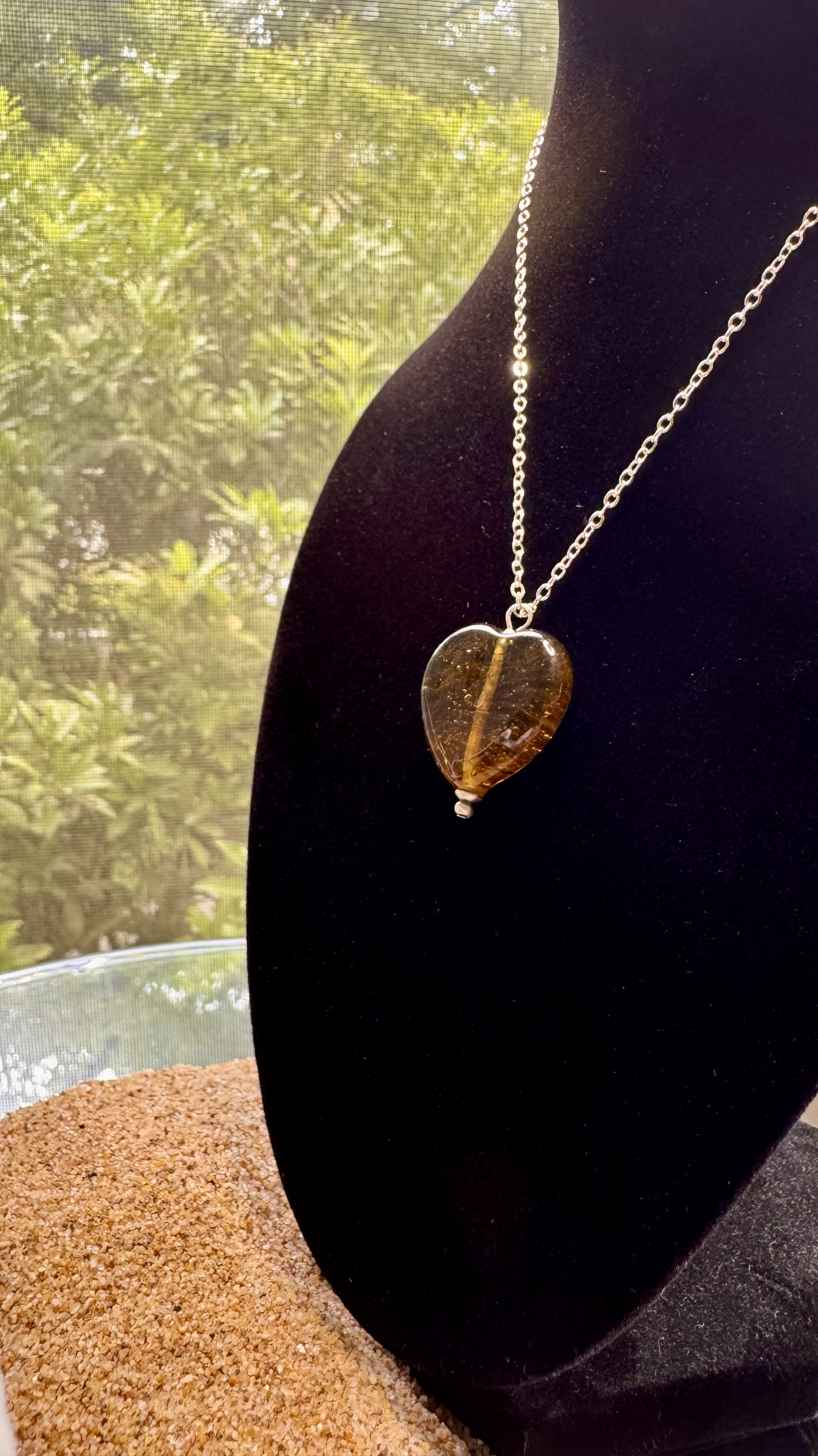 Dark Amber Heart Necklace