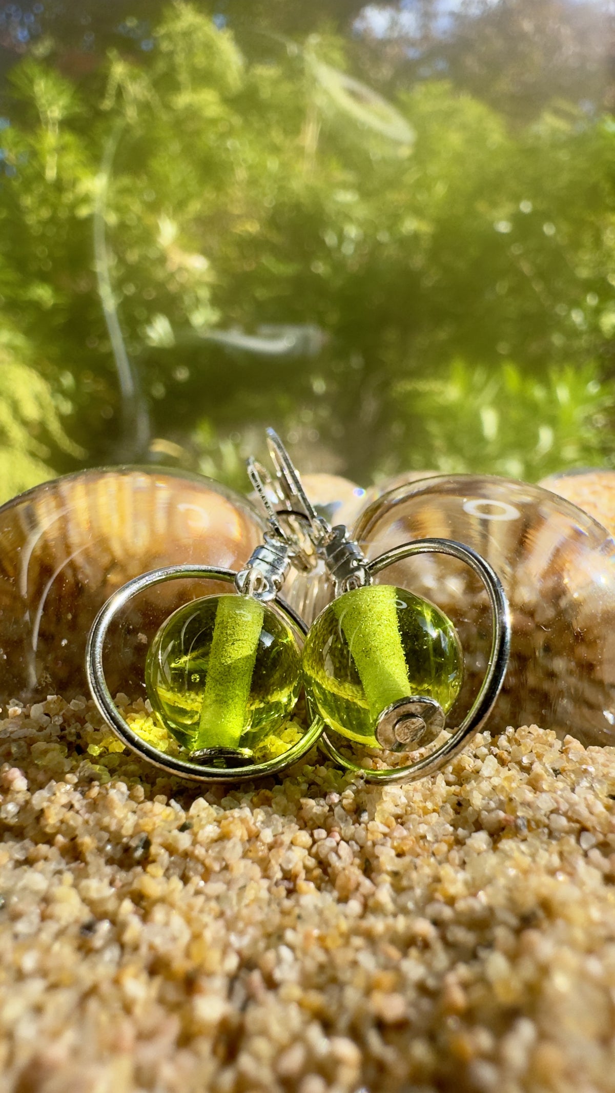 Green Dew Rings Earrings