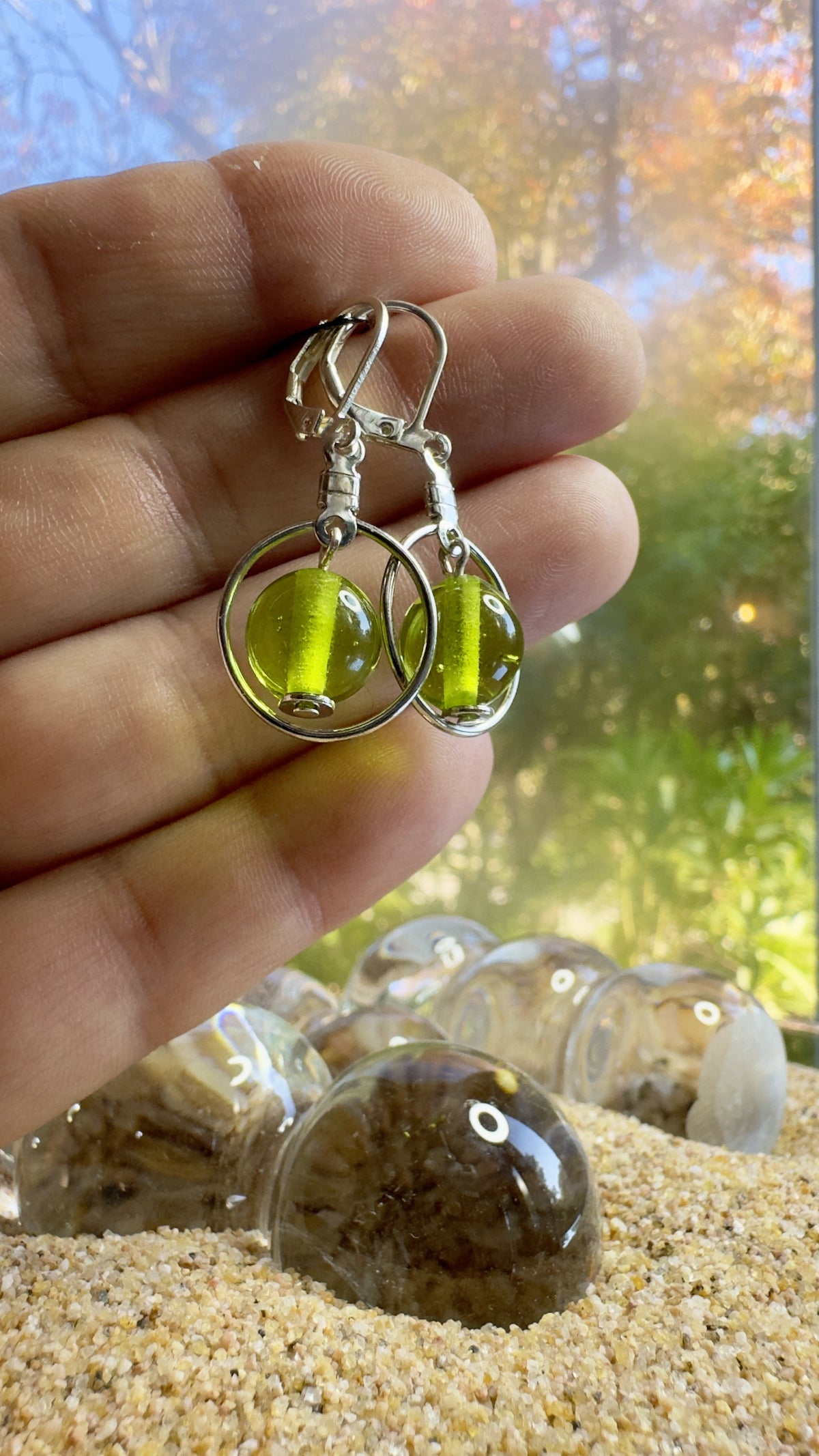 Green Dew Rings Earrings