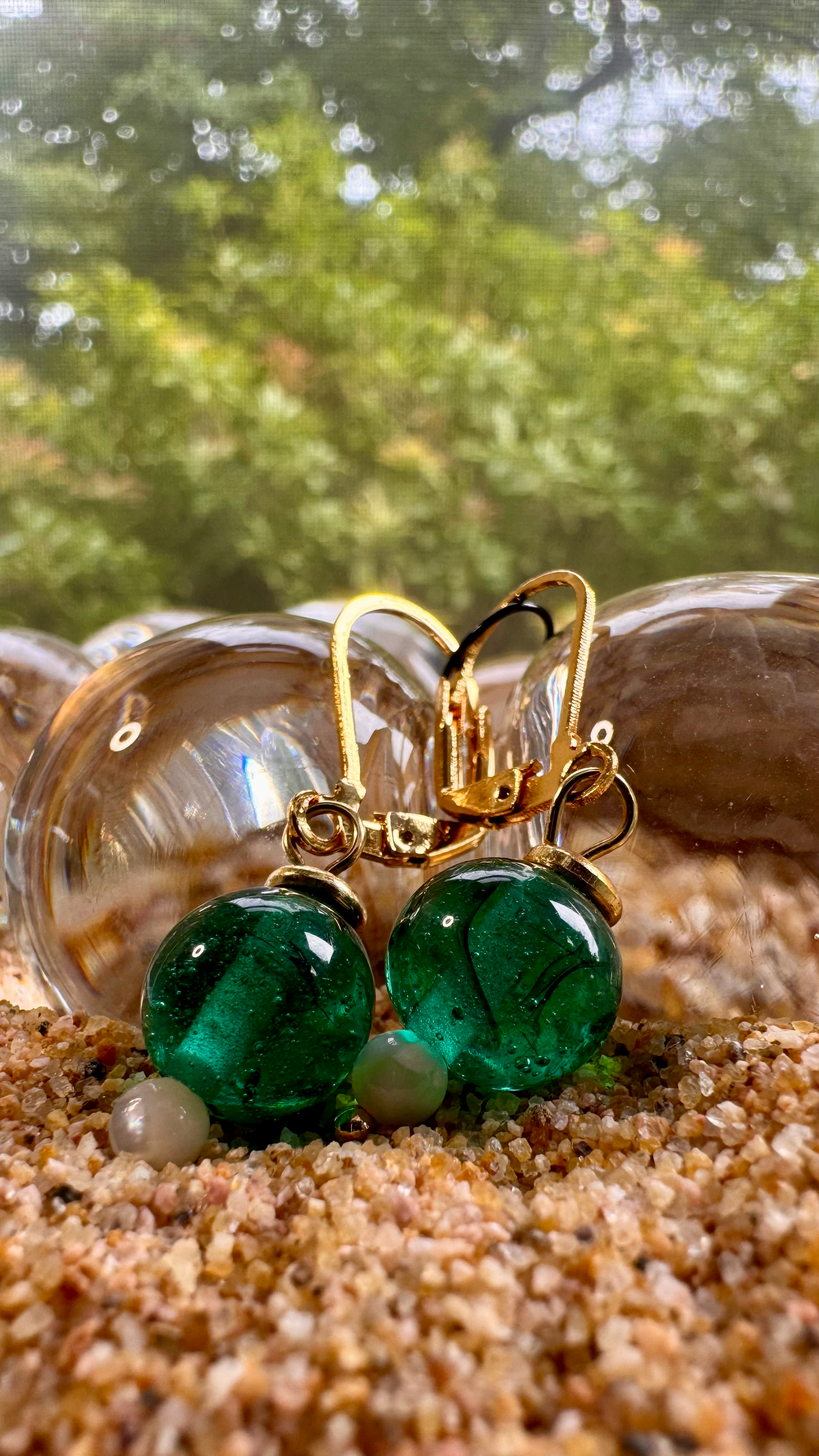 Green Nile and Pearl Treasure Earrings