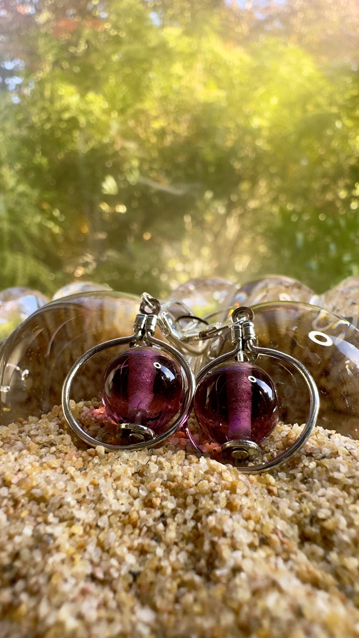 Purple Dew Ring Earrings
