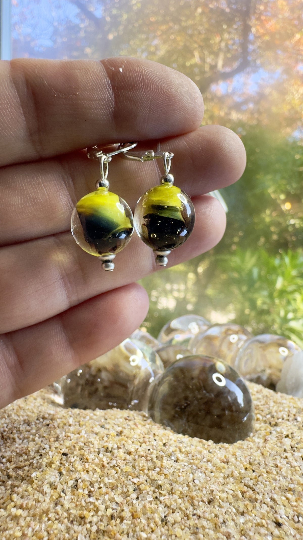 Swirling Yellow Nebula Earrings